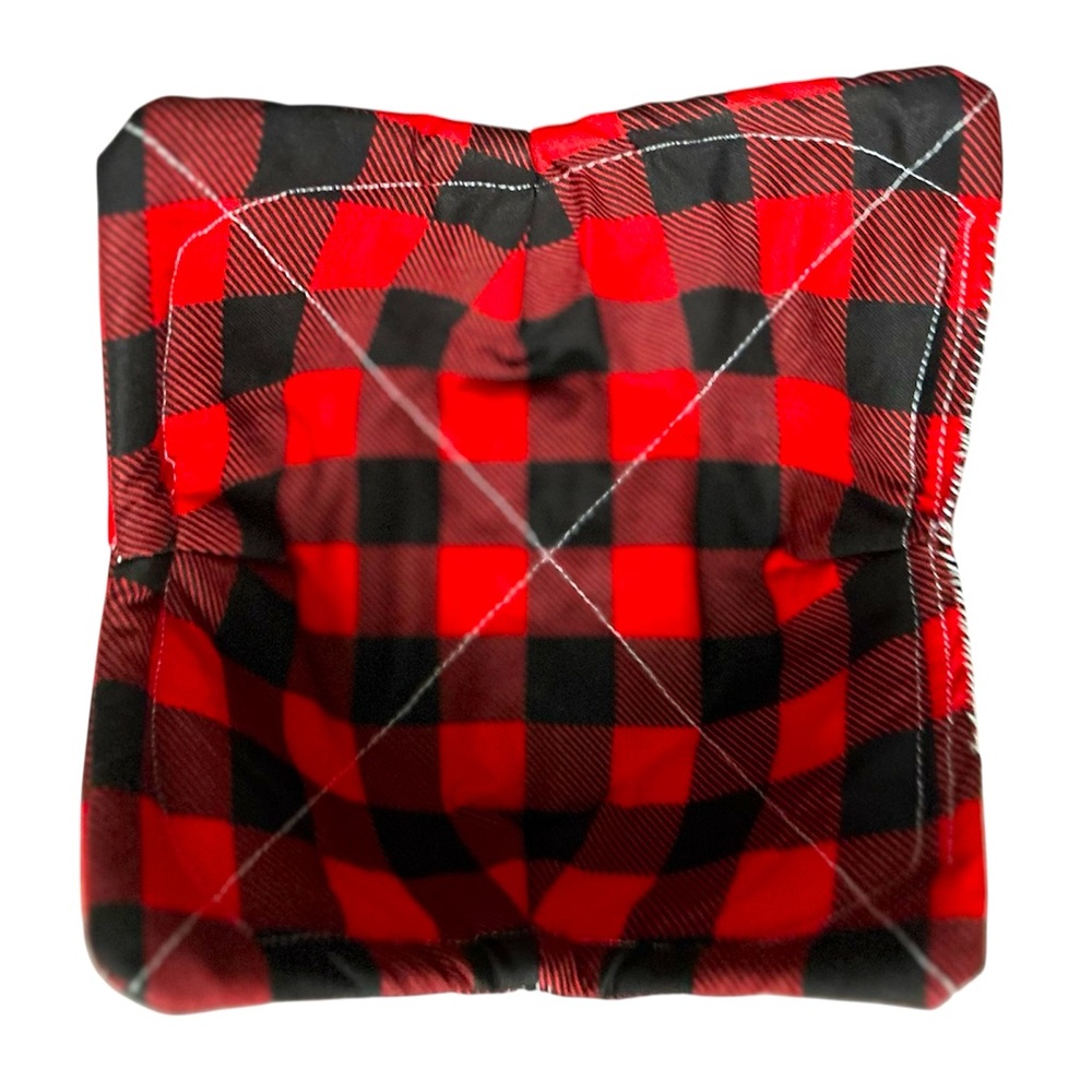 Hand Crafted Red Buffalo Plaid Microwave Bowl Cozy 100% Cotton